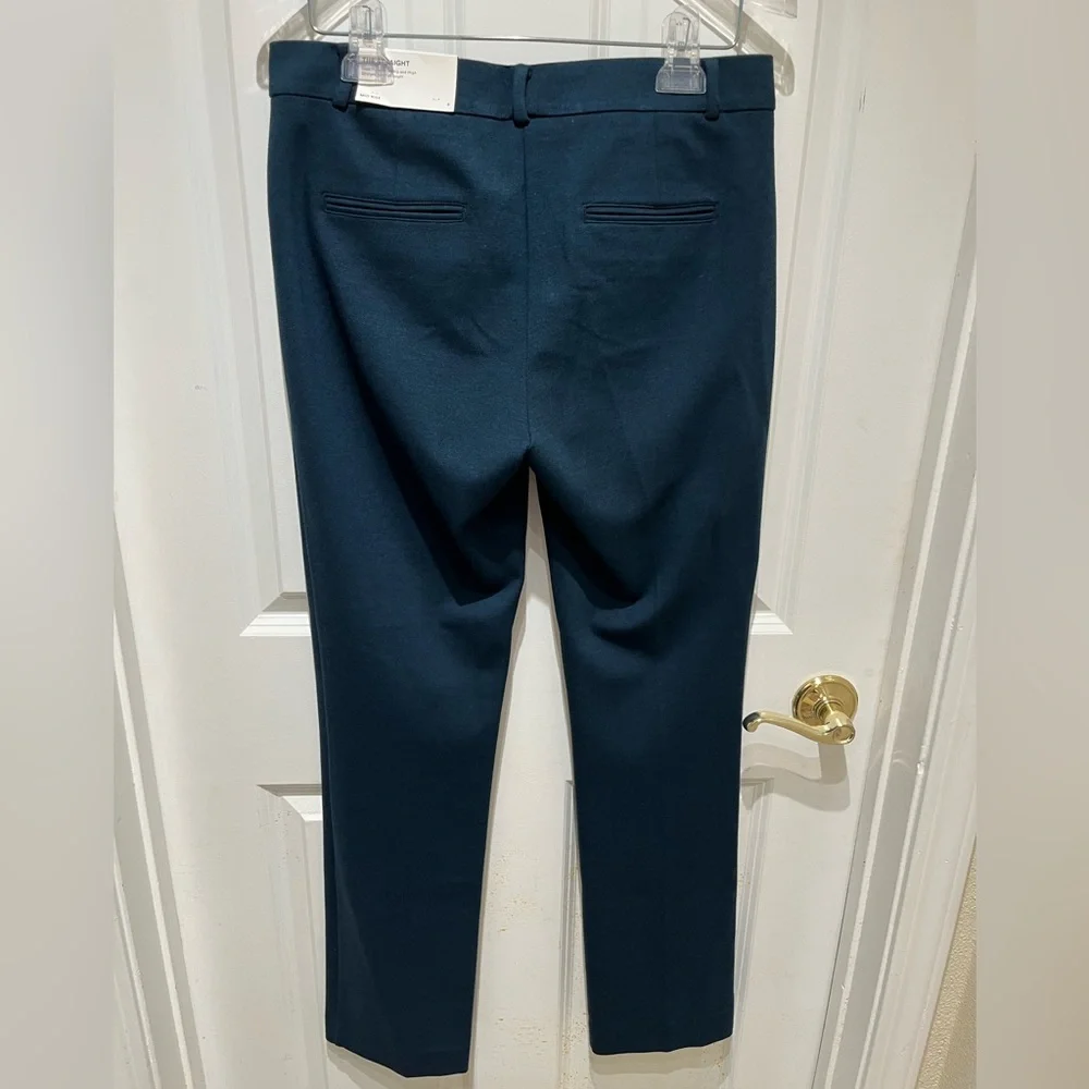 NWT Ann Taylor Straight Pants with Two Front Flap Pockets in Dark Teal size 4 - Picture 2 of 14